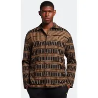 Lyle & Scott Grid Overshirt Camel Bronze/jet Black Taglia: XS | Giacche leggere Outlet | Uomo | Marrone