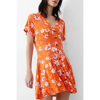 French Connection Camille Flippy Btn Dress Knee Mandarin Taglia: 6 | Abiti in T-Shirt Outlet | Donna