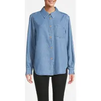 Scotch & Soda Long Sleeve Shirt With One Pocket - Washed Indigo Bleached | Taglia: 36 | Magliette intime Outlet | Donna | Blu