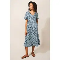 White Stuff Ivy Linen Midi Dress Blue Print Taglia: 8 REGULAR | Abiti Midi Outlet | Donna | Bianco