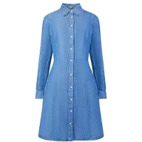 French Connection Chambray Btn-thru Dress Ls K Marine Taglia: 6 | Abiti in T-Shirt Outlet | Donna