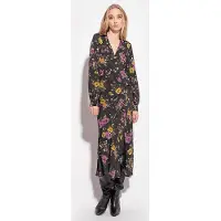 Pinko Abadeco Abito Crepe Fluido Sta Black/fuchsia/green Taglia: 38 | Abiti Midi Outlet | Donna | Nero