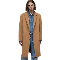 AllSaints Stano Coat Deep Camel Taglia: 52 | Cappotti monopetto Outlet | Uomo | Marrone