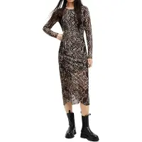 AllSaints Nora Waimea Ls Dress Black Taglia: 2 | Abiti Midi Outlet | Donna | Nero