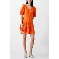 French Connection Vee Tiered Crinkle Dress Knee Mandarin Taglia: 14 | Abiti Mini Outlet | Donna