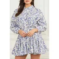Guess Marciano By Abbie Shirt Dress Substance Blue Print Taglia: L | Abiti in T-Shirt Outlet | Donna | Blu