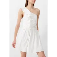French Connection Bonny Pleated Ruffle Dress White Taglia: 8 | Abiti Mini Outlet | Donna | Bianco