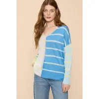 White Stuff Linen V Neck Jumper Blue Multi Taglia: 14 | Maglioni a maglia Outlet | Donna | Blu