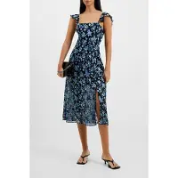 French Connection Bette Satin Burnout Dress Marine Multi Taglia: 18 | Abiti Midi Outlet | Donna