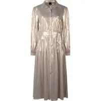 Pinko Grullo Abito Georgette Laminat Light Sand Taglia: 40 | Abiti Midi Outlet | Donna | Marrone
