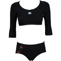 Arena W Icons Team Stripe Crop Top Two Pieces Black Taglia: 38 | Bikini Outlet | Donna | Nero