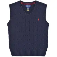 Ralph Lauren per ragazzo. 322702300026 Gilet di cotone a trecce blu marino (2años= 94/100cm), Casual, Navy, moda per bambini