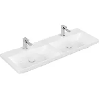 Villeroy & Boch Subway 3.0 lavabo double armoire, sans percement pour la robinetterie, sans trop-plein, non rectifié, 1300x475mm, 4A71D3R1, 4A71D3R1