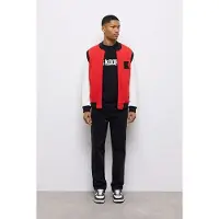 The Kooples Teddy Avec Manche En Cuir Et Broderie En K Red / White Taglia: XS | Giacche senza maniche Outlet | Uomo | Rosso