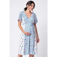 Seraphine Frill Sleeve Maternity Dress Blue Taglia: 14 | Vestiti Outlet | Donna | Blu