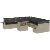 vidaXL set di divani da giardino 11 pezzi con cuscini in rattan grigio chiaro