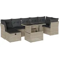 vidaXL Set di divani da giardino 8 pezzi con cuscini in rattan grigio chiaro