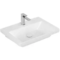 Villeroy & Boch Vasque Subway 3.0, rectangulaire, 1 trou pour robinetterie, sans trop-plein, compatible avec robinetterie 3 trous, 650x470mm, 4A7066R1, 4A7066R1