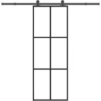 vidaXL Porta scorrevole con rubinetteria 76x205 cm ESG vetro e alluminio