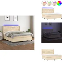 vidaXL Letto a molle con materasso e tessuto LED crema 160x200 cm - Letti e strutture letto