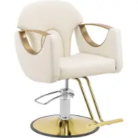 Physa Expondo Poltrona da parrucchiere con poggiapiedi - 55 - 65 cm - 180 kg - Colore crema