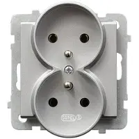Ospel Argento metallizzato Presa doppia di terra GP-2RRZ/M/38 1 WZT