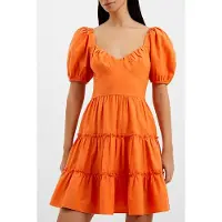 French Connection Alania Puff Sleeve Dress Orange Taglia: 6 | Abiti Mini Outlet | Donna | Arancione