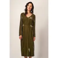 White Stuff Nadia Velvet Dre Dark Chartreuse Taglia: 12 | Abiti Midi Outlet | Donna | Verde
