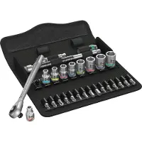 Wera 8100 SA 10 Set di cricchetti in metallo Zyklop, attacco quadro, 1/4", imperiale, 28 pezzi
