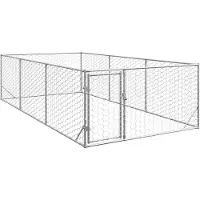 vidaXL Cuccia per cani da esterno con porta 2x4x1 m Acciaio zincato