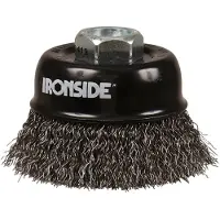 Ironside Spazzola a tazza in acciaio Ø 60 mm, per smerigliatrici angolari, filo crimpato, con attacco filettato M14, spessore filo 0,30 mm