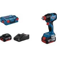 Bosch Sistema Professional 18V GDX 18V-210 C - - Avvitatore a impulsi a batteria ricaricabile (brushless, 210 Nm, collegabile, 2 batterie da 5,0Ah, in L-BOXX)