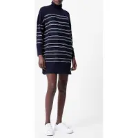 French Connection Babysoft Striped Hi Neck Dress Dk Navy/winter White Taglia: XL | Abiti Mini Outlet | Donna | Bianco