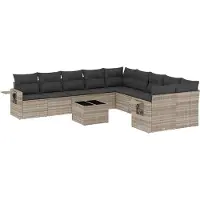 vidaXL set di divani da giardino 11 pezzi con cuscini in rattan grigio chiaro