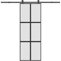 vidaXL Porta scorrevole con rubinetto 76x205 cm in vetro temperato e alluminio