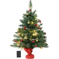 HOMCOM Albero di Natale artificiale 830-257, 73 rami robusti, 15 luci LED calde, verde, 20 x 60 cm