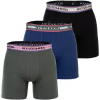 Scotch & Soda 3pk Mens Cotton Stretch Boxer Brief Green/black Taglia: L | Biancheria intima Outlet | Uomo | Verde
