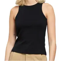 DEDICATED Women's Rib Top Valdermarsvik Top Donna (XL, nero/beige)