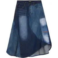 Desigual , Gonna patchwork in denim, Cotone, Blu, XS