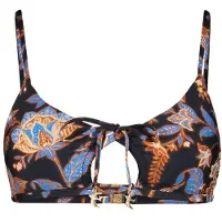 Seafolly Women's Silkroad Drawstring Keyhole Bralette Parte superiore bikini Donna (32, grigio)