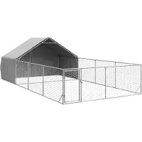 vidaXL Cuccia per cani da esterno con corridoio 7x3x1,9 m Acciaio zincato
