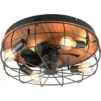 Reality Leuchten Ventilatore a pale Trondheim, remote, 4xE27, legno