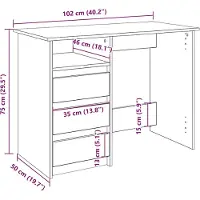 vidaXL Scrivania bianca 102x50x75 cm materiale a base di legno