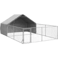 vidaXL Cuccia per cani da esterno con corridoio 6x3x1,9 m Acciaio zincato