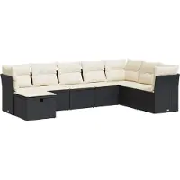 vidaXL Set di divani da giardino a 8 pezzi con cuscini in rattan nero