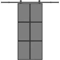 vidaXL Porta scorrevole con rubinetto 90x205 cm in vetro temperato e alluminio