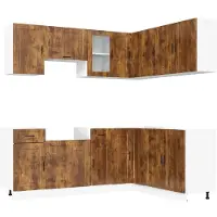 vidaXL Set di mobili da cucina da 11 pezzi in legno di quercia affumicata Porto