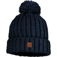 Maximo Kid's Mütze Rippe mit Pompon und Fleecefutter Berretto Bambini (53-55 cm, blu/nero)