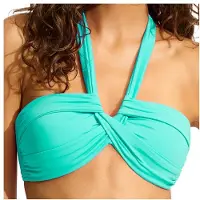 Seafolly Women's Collective Halter Bandeau Parte superiore bikini Donna (32, turchese)