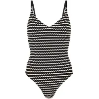 Seafolly Women's Mesh Effect V Neck One Piece Costume intero Donna (32, grigio/nero)